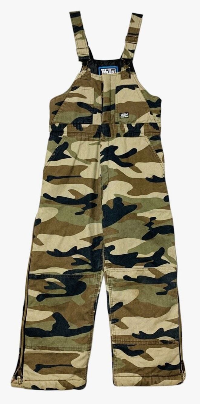 Walls Tough Wear Youth Sz XL 16/18 Camo Insulated Overalls